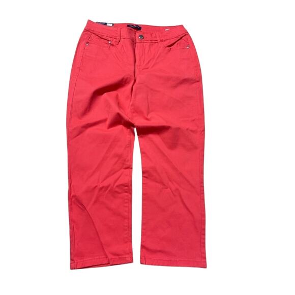 Bandolino Selene Capri Pants Freshcut Tulip Salmon‎ Stretch Skinny Fit Size 4 - Picture 1 of 7